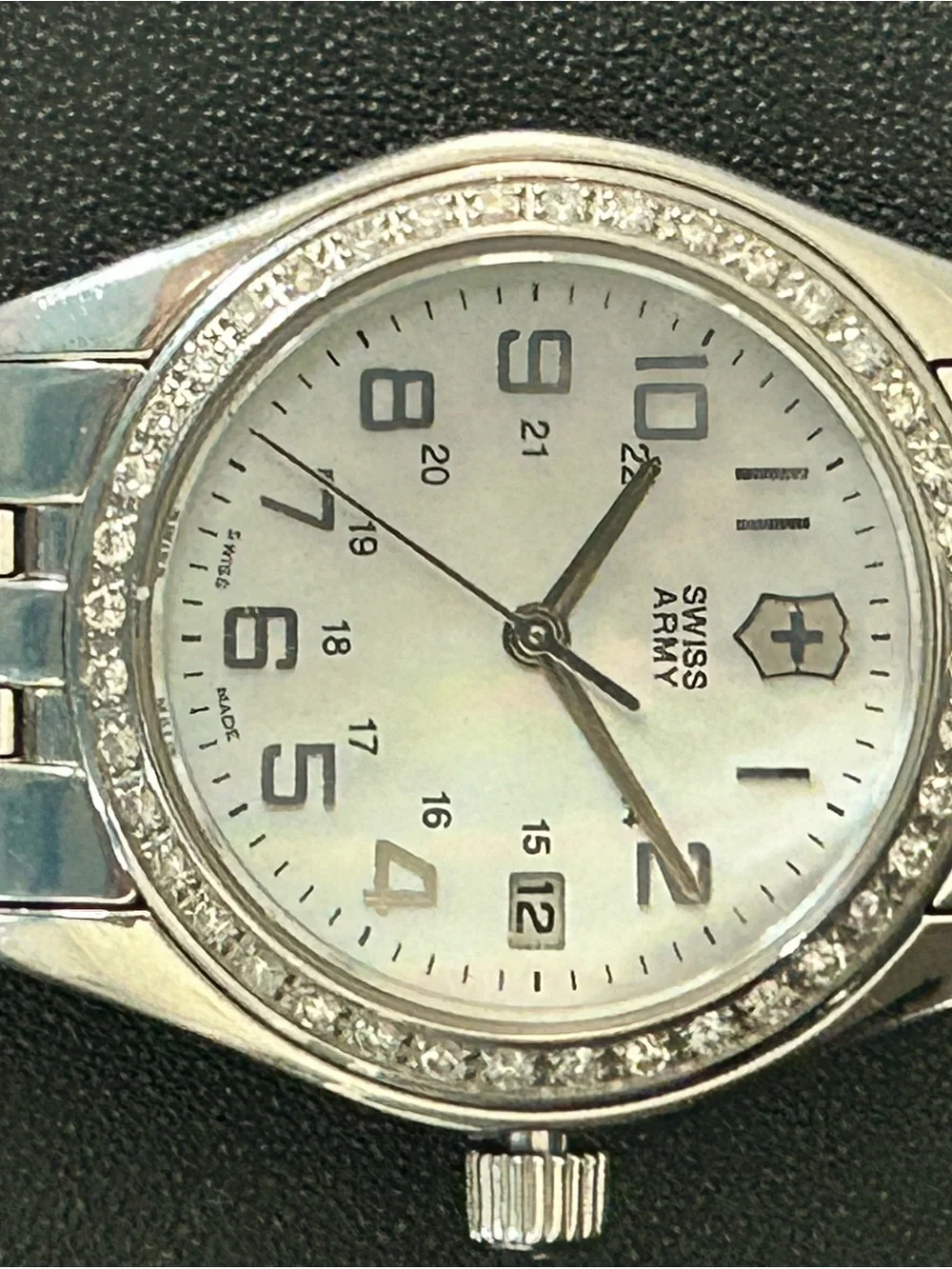 Victorinox Swiss Army Stainless Steel Watch with Diamond Bezel Mother of Pearl